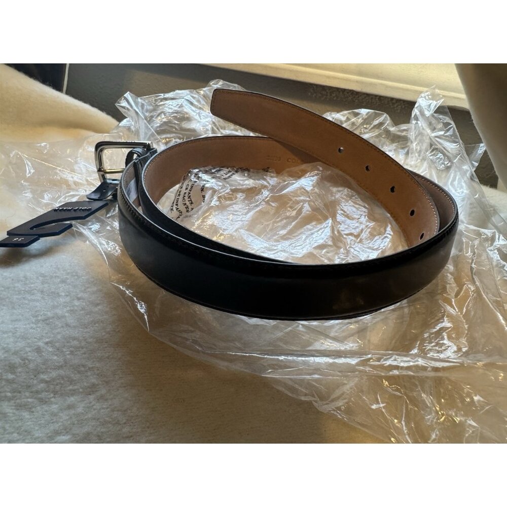 NWT Cole Haan Mens 36" Signature Plaque Harness Belt Black Leather 32mm Width